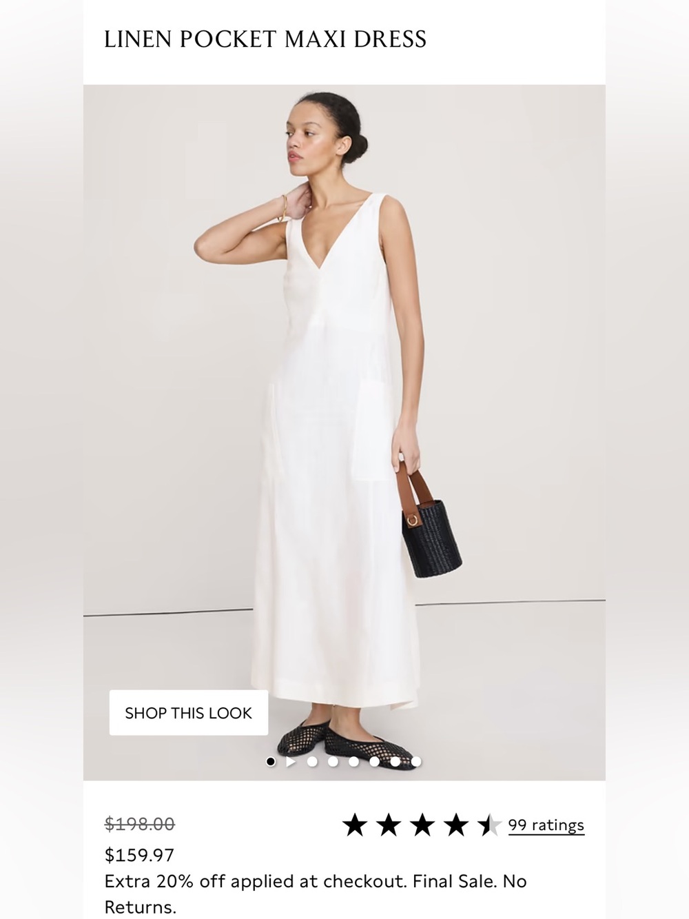 Banana Republic Linen Maxi Dress M Linen Dress Ivory